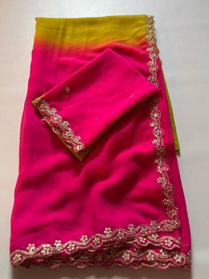 Soft Chiffon Silk Double Shade Saree