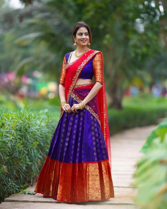 Exquisite Kanjivaram Silk Lehenga with Banarasi Dupatta