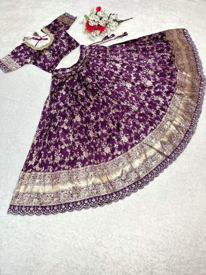 Embrace Elegance: Fully Stitched Jacquard Lehenga Choli