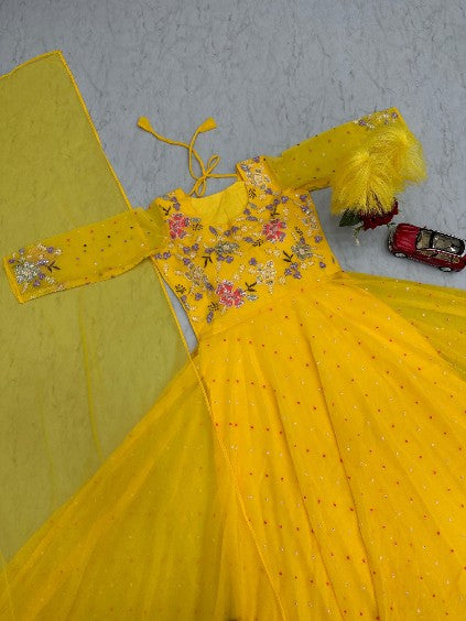 Elegance Embroidered Yellow Gown