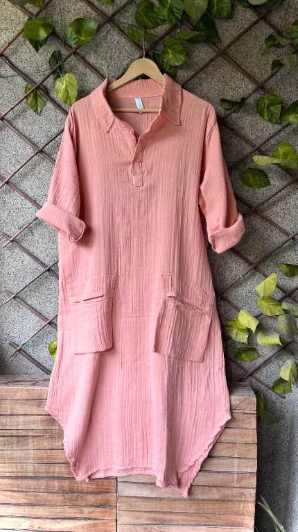 Double Pocket Mulmul Cotton Long Dress