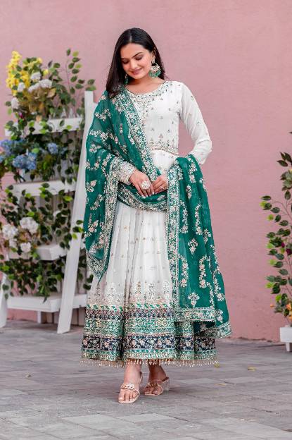 Embroidered Georgette Gown Set